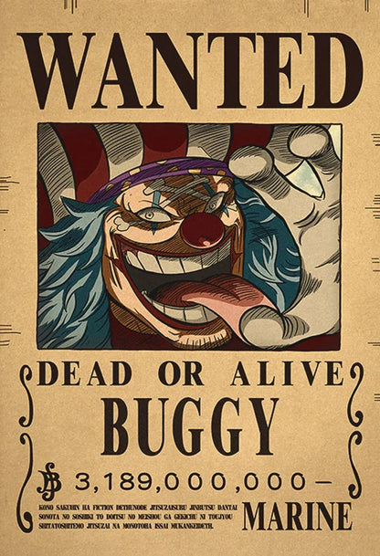 Buggy One Piece WANTED Custom Wall Poster - Item - EASITEM