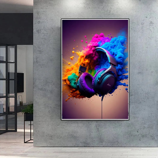 Headphones Colorful Painting Style Wall Poster - Item - EASITEM