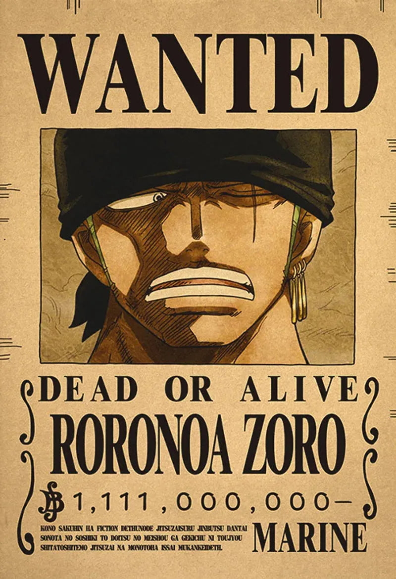 Roronoa Zoro One Piece WANTED Custom Wall Poster - Item - EASITEM