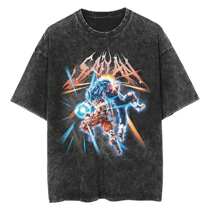 Saiyan Blue Duo Custom Black T-shirt - Item - EASITEM