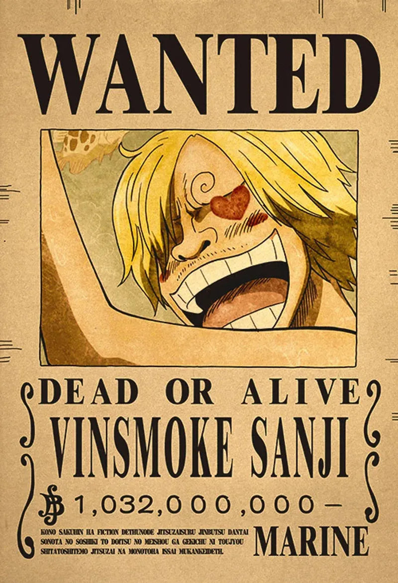 Sanji One Piece WANTED Custom Wall Posters - Item - EASITEM