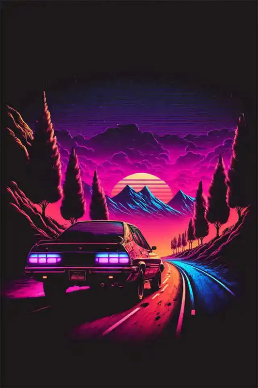 Vintage Car Neon Style Wall Poster - Item - EASITEM